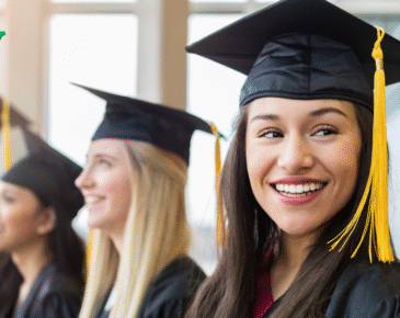 College student wearing graduation cap