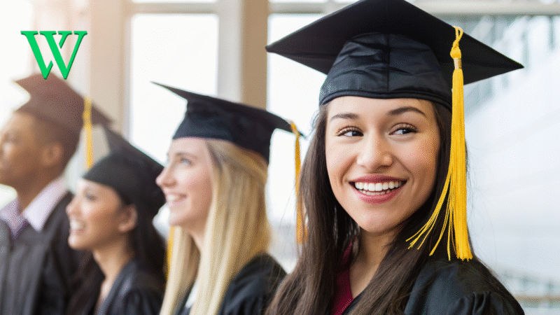 College student wearing graduation cap