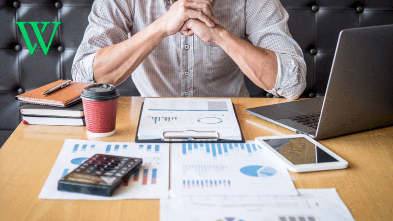 Man at table reviewing his investment plan